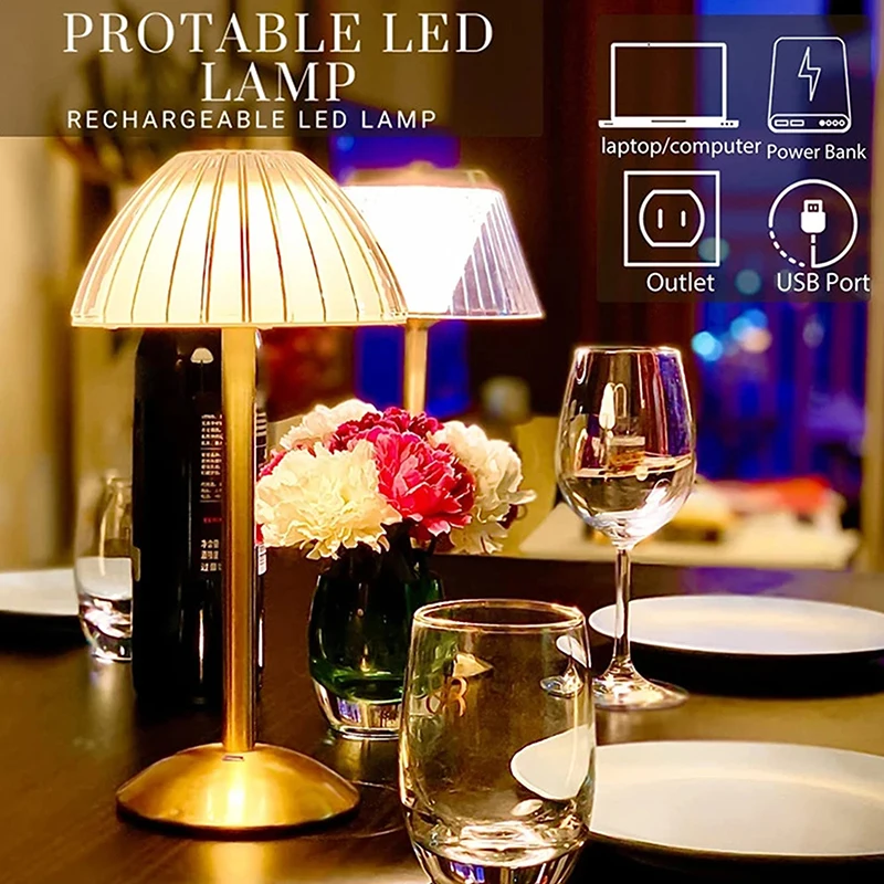 LED Table Lamp Touch Sensor Dimmable Desktop Night Light Rechargeable Wireless Reading Lamp for Hotel Bar Bedroom Decor Light