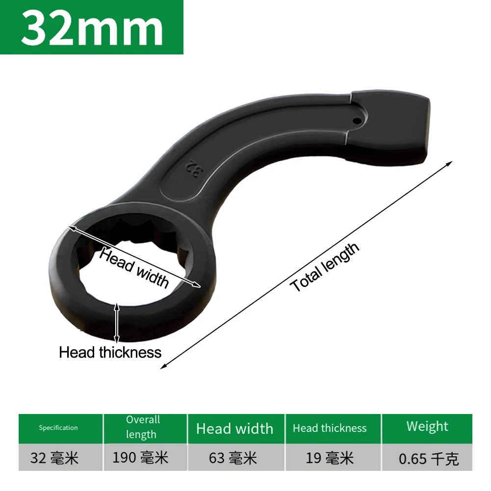 For Heavy-Duty Applications Black Wrench Heavy-Duty Tool For Safe And Effective Use 32MM Rigorous Auto Repair Use