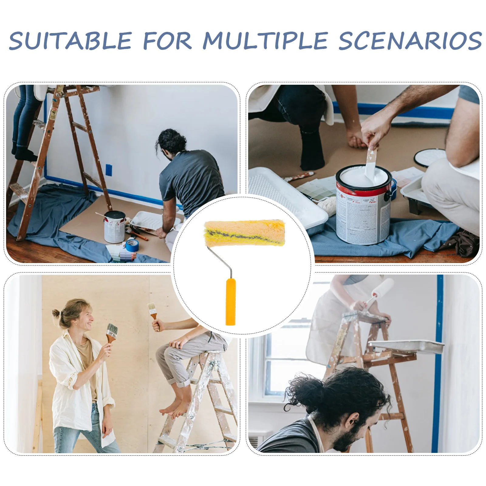 أسطوانة طلاء طويلة ذات كومة عالية، أداة توزيع سقف الجدار للأسطح الخشنة، أدوات طلاء الأرضيات الممتدة #5