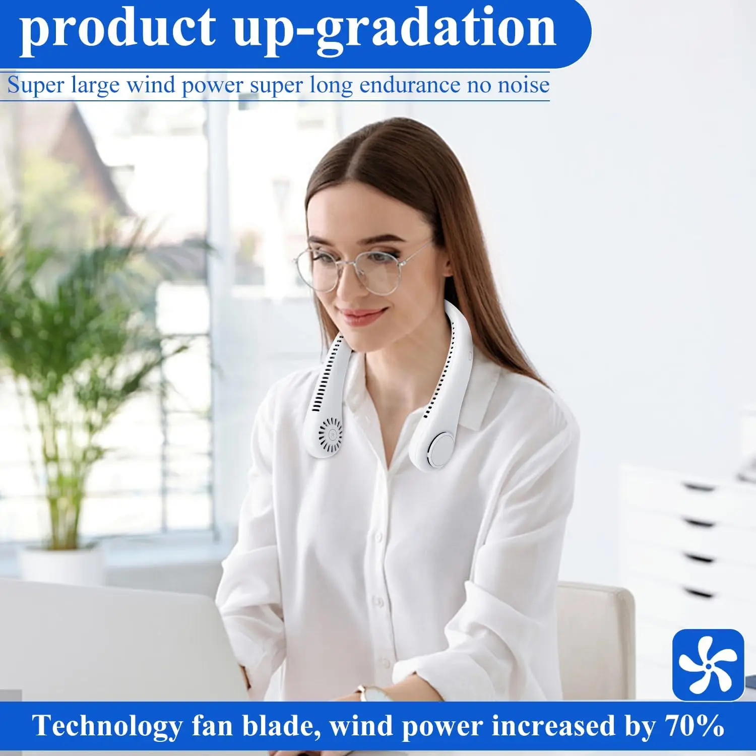 Bladeless Neck Fan Portable Hand Free Fan Rechargeable 360° Cooling Airflow 3-Speed Wearable Quite Fan for Bedroom Outdoor