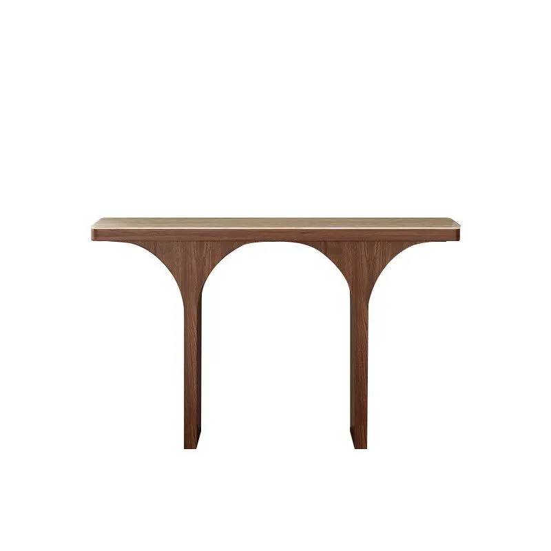 Solid wood medium and ancient style, travertine rock slab entrance table, entrance corridor against the wall