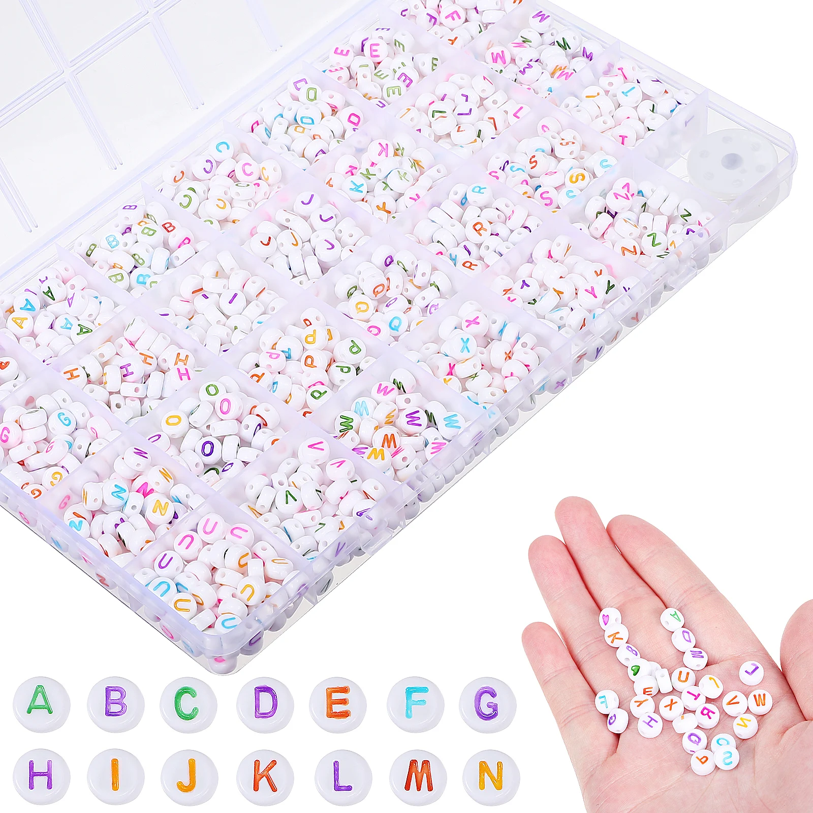 

28 Compartments Letter Beads Colorful Alphabet Acrylic Letters for Bracelets Elastic String DIY Jewelry Craft Gifts