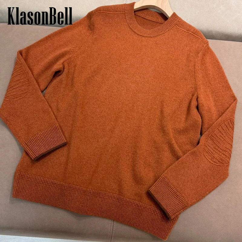 11.25 KlasonBell Men's High Quality Cashmere O-Neck Knitwear Embroidery Jacquard Long Sleeve Casual All-matches Sweater