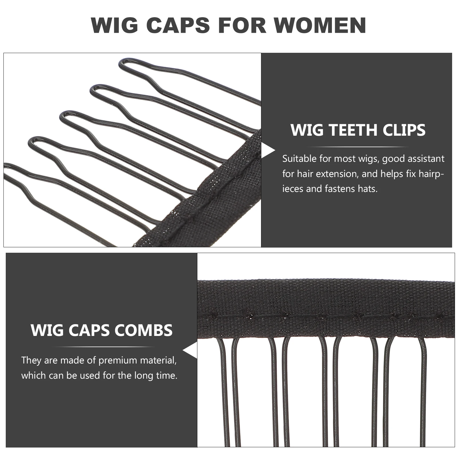 

25 Pcs Teeth Combs Hair Accessories Steel Claw Spring Clips Bulk Black for Wigs