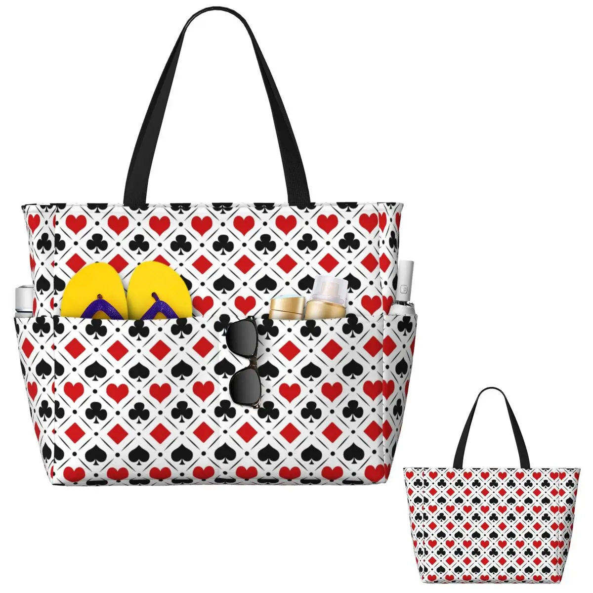 playing-card-suits-symbols-poker-beach-tote-bag-sport-gym-yoga-duffle-large-tote-bag-women-travel-bag-fitness-bag