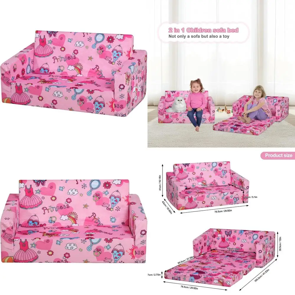 

Трансформируемый детский диван-кровать с карманом, бархатный детский диван-кресло для игр и комфорта