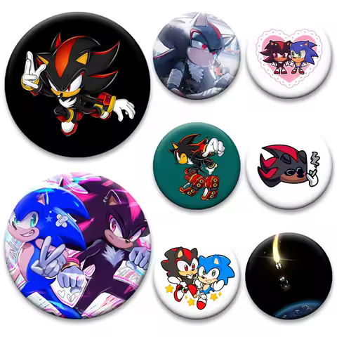 Sonadow,Sonic Cute Comic Button Pins Exquisite Cartoon Badge Round Creative Anime Brooches for Backpack Jewelry Accessories Gift