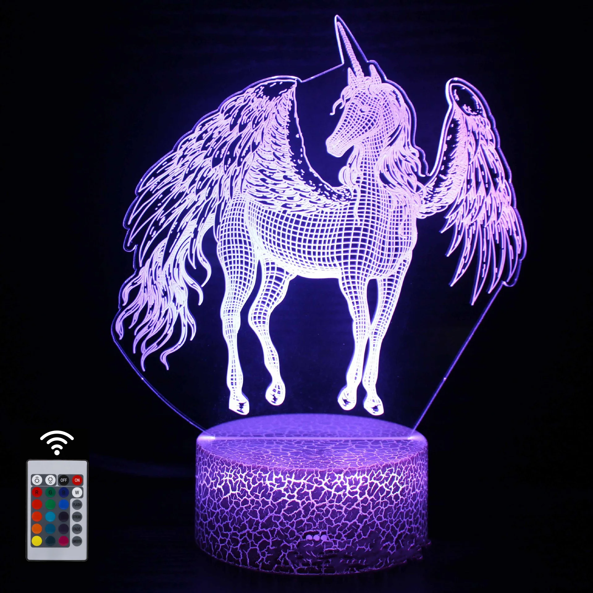 3D Illusion Lamp Night Light with Remote Control 16 Changeable Color Flashing Changing Visual Lamps Home Atmosphere Decorations