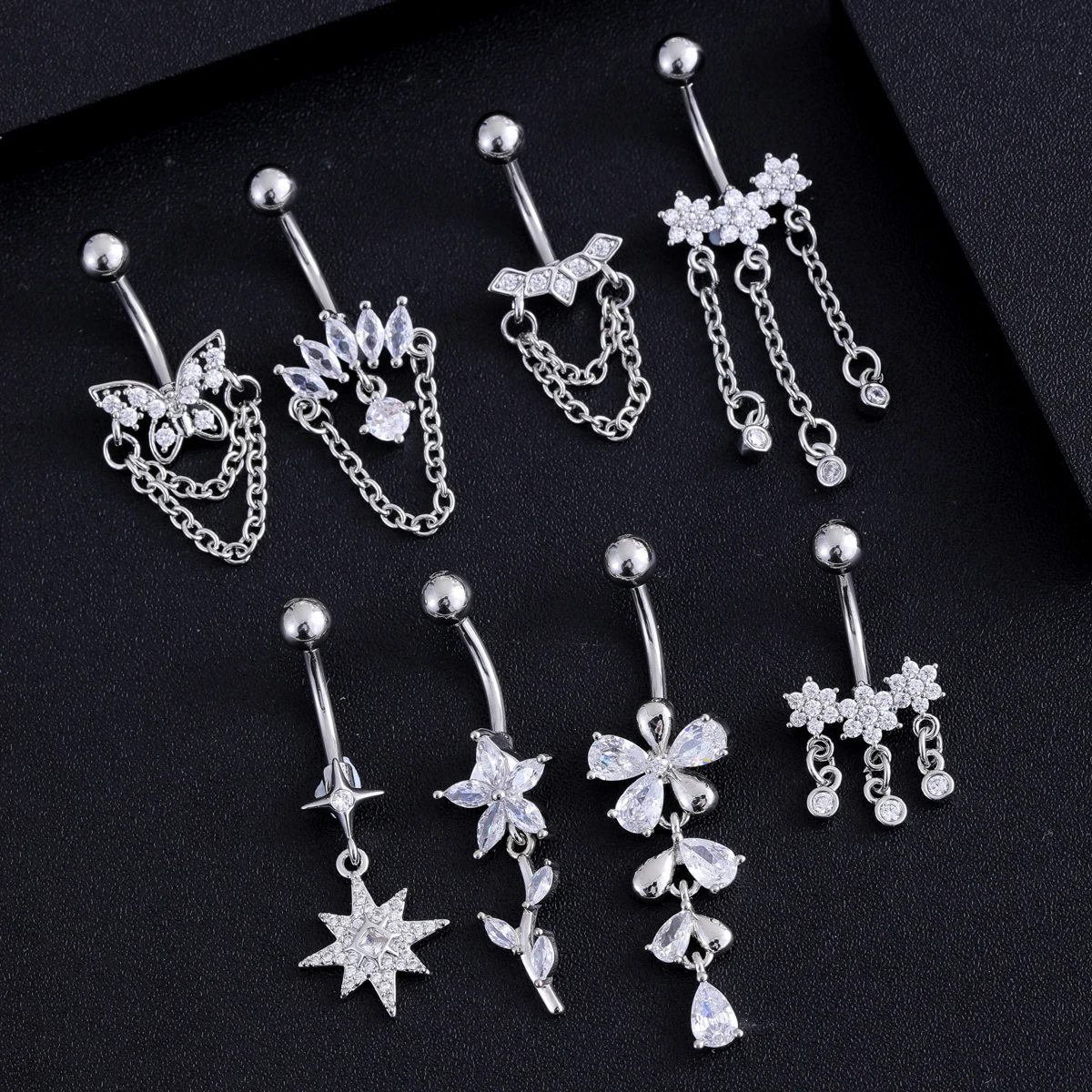 1PC Butterfly Heart Dangled Belly Button Rings Piercing Ombligo Oreja Nombril Stainless Steel 14G Navel Piercing Belly Jewelry