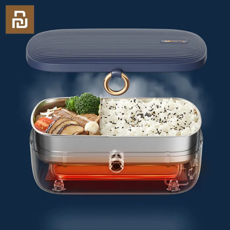 Youpin Electric Heating Lunch Box Portable 304 Stainless Steel Liner Bento Lunch Box No Water Injection Heated Warm Storage Box