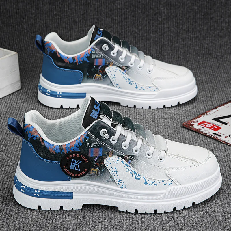 Spring new men's shoes increase thick sole casual board shoes men waterproof non-slip all match breathable small white shoes