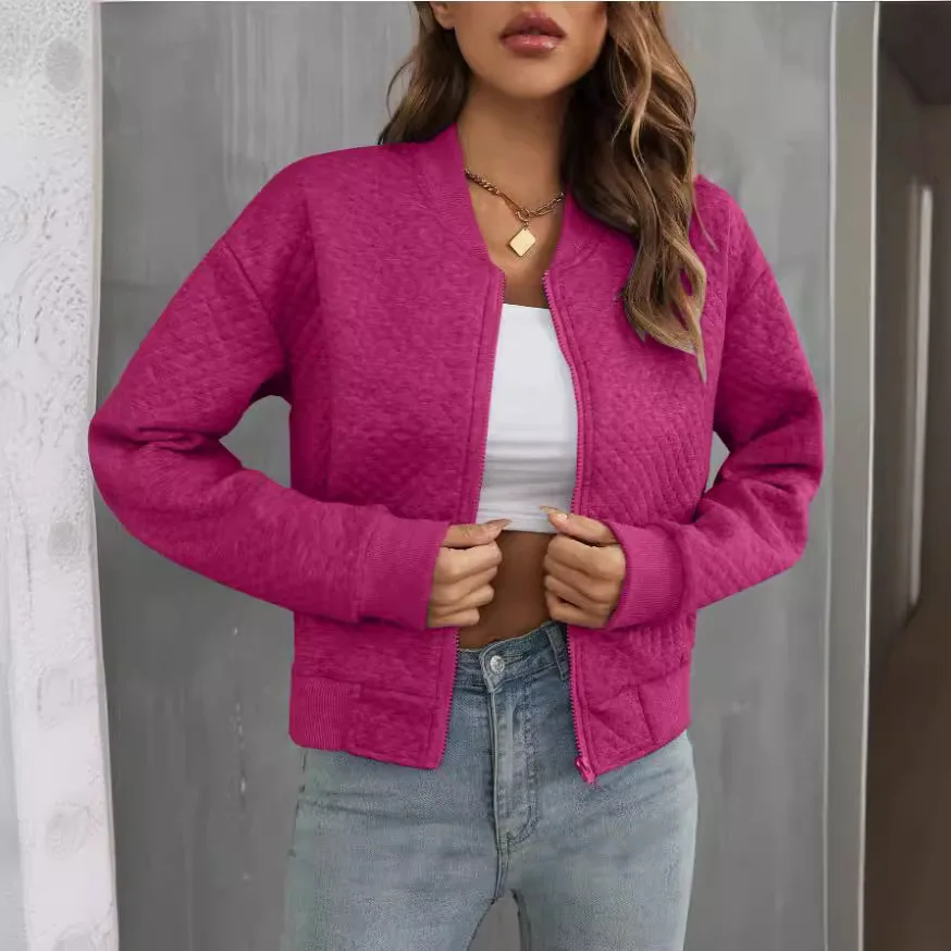 2025 New Autumn Long-sleeved Zipper Decorative Cardigan Solid Color Coat