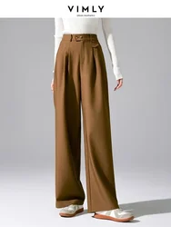 Vimly Coffee-pantalones de vestir de cintura elástica para mujer, traje de fregado, rectos, sueltos, informales, M3209, otoño, 2023