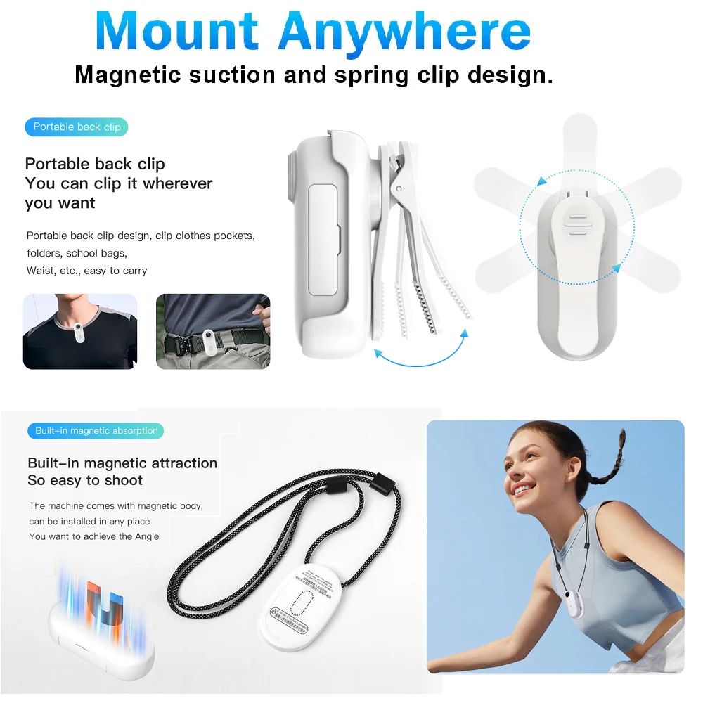 

4K UltraHD POV Collar Cam Small Sports Camera Magnetic Necklace Pets Camcorder Mini Wireless WiFi Bodycam Recording Vlog Selfie