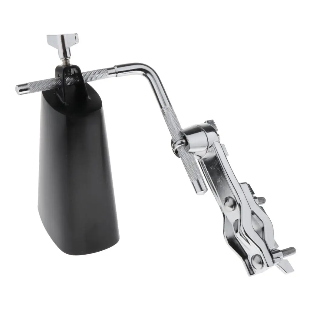 

6 Inch Black Metal Cow Bell Instrument for Drum Kit with Clamp Mounting Bracket