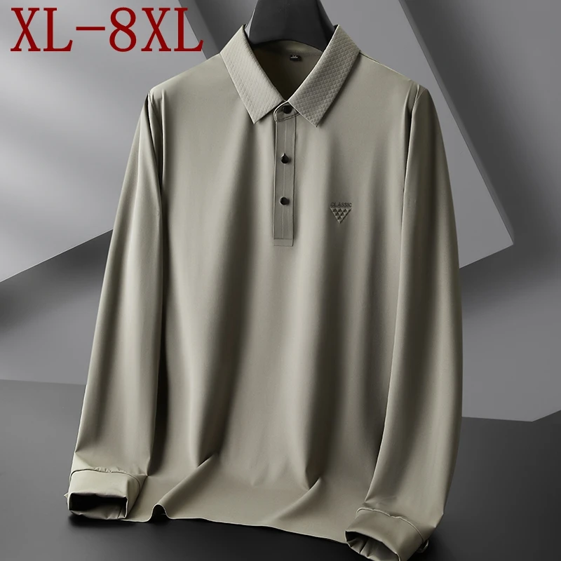 8XL 7XL 6XL 2022 New Autumn High End Business Polo Shirt Men Classic Brand Mens Tshirt Top Quality Loose polos masculina