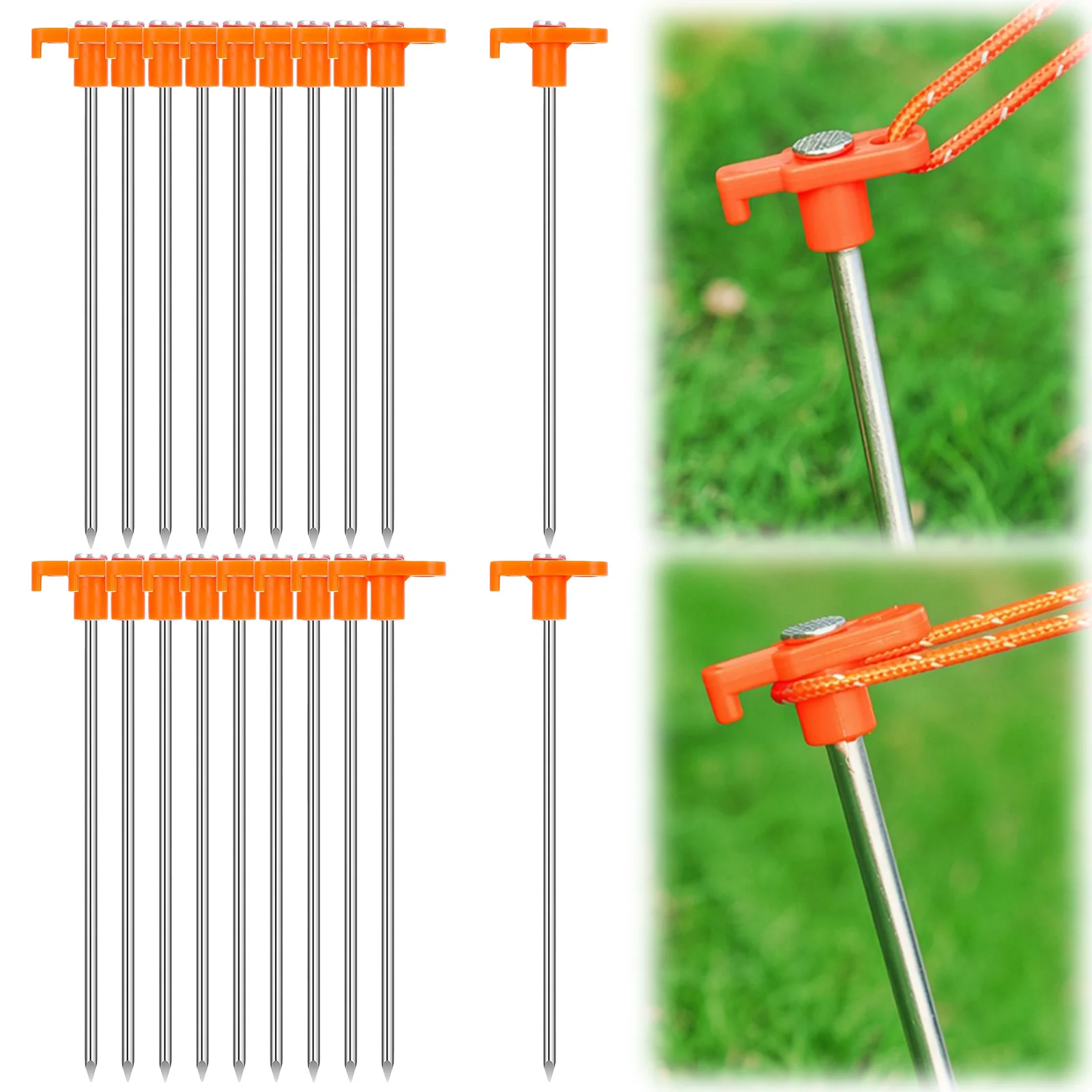 7Inch Rust-Proof Steel Canopy Anchors Non-Slip Heavy Duty Ground Pegs Beach Trellis Stake for Camping Pop Up Tents&Gazebos