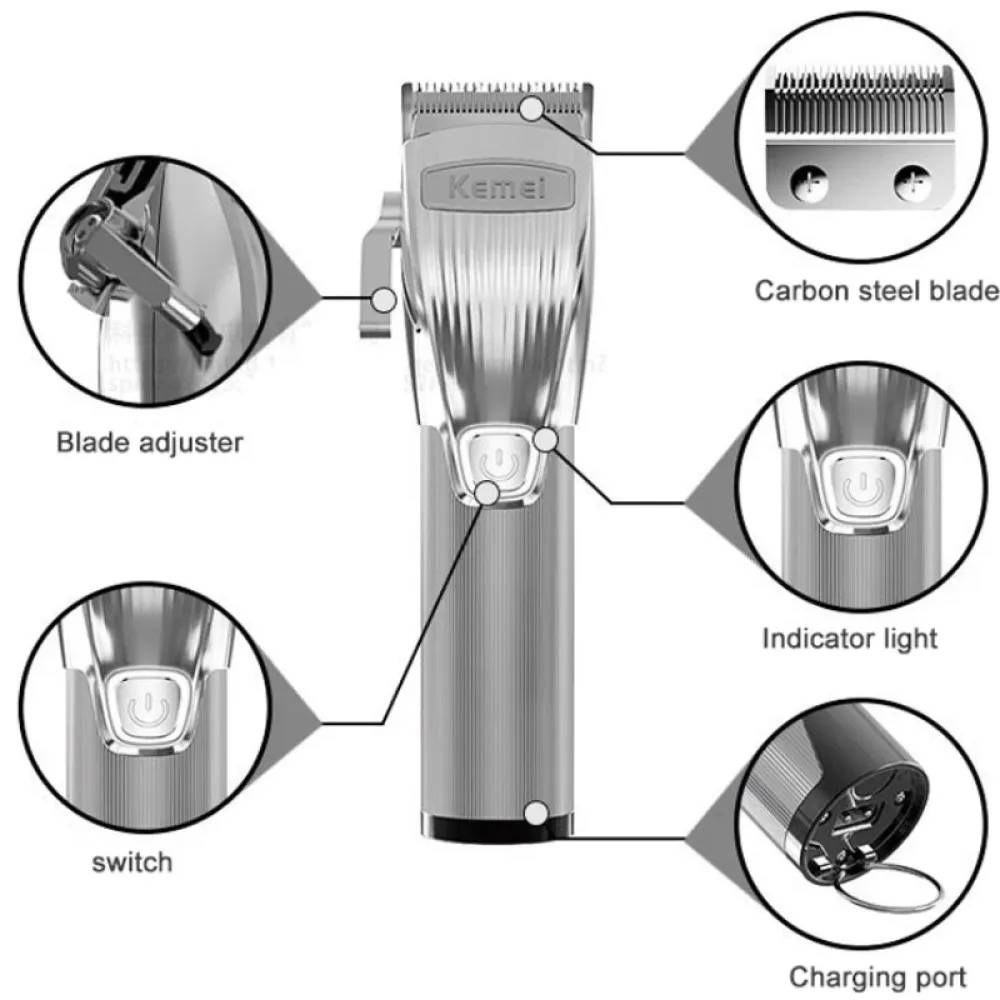 Kemei-K32 перезаряжаемый триммер для волос, профессиональная электрическая Беспроводная Регулируемая машинка для стрижки бороды, Парикмахерская Машинка для стрижки волос, набор