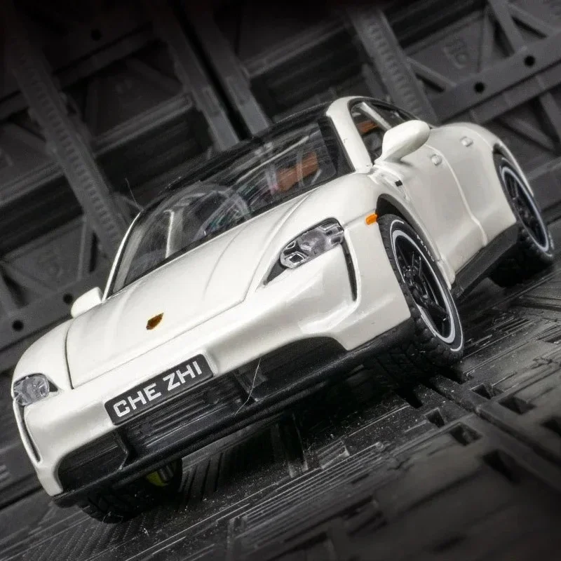 Modelo de sedán de aleación Porsche Taycan 1:32, puertas de coche y capó de motor, el maletero se puede abrir para juguetes para niños