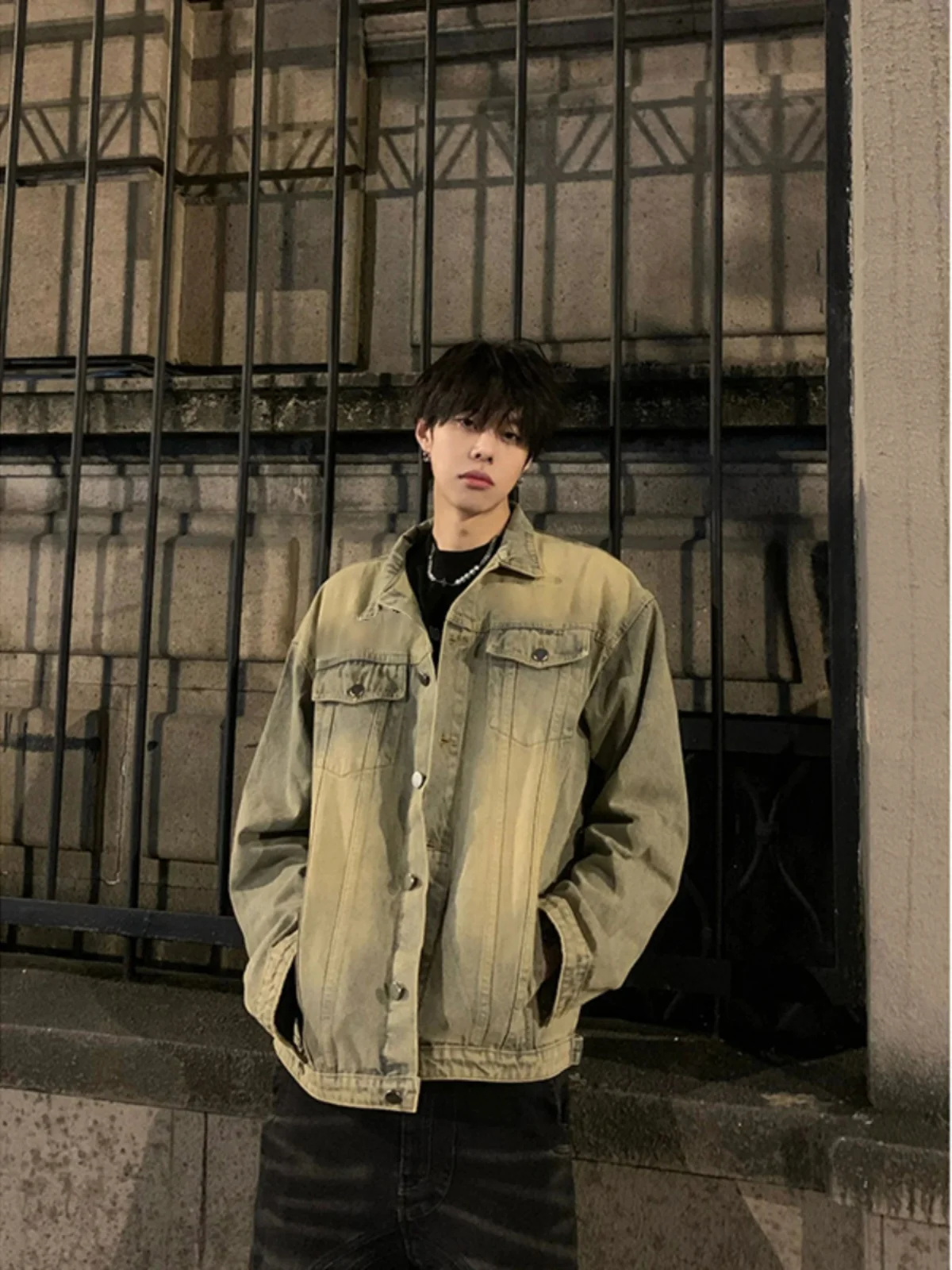 

Американский ретро тяжелый джинсовый джинсовый джинт с плечами, мужской осенне-зимний джинсовый джинсовый джинт Detroit Thiened, охотничий повседневный джинсовый джинсовый пиджак