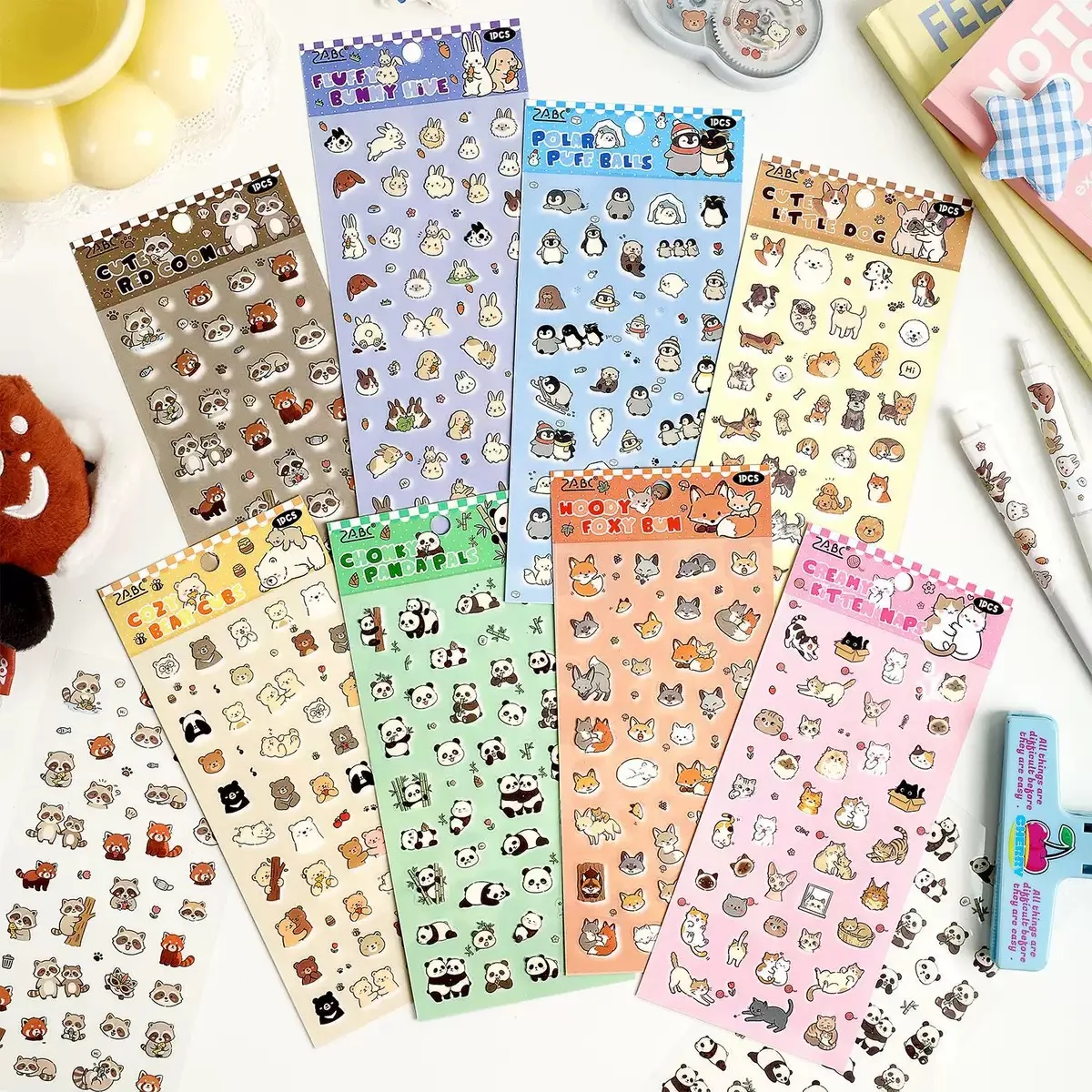 1 pièce/paquet Autocollants transparents en PET pour scrapbooking, matériel DIY, journal créatif, collage, autocollants décoratifs mignons d'animaux de compagnie