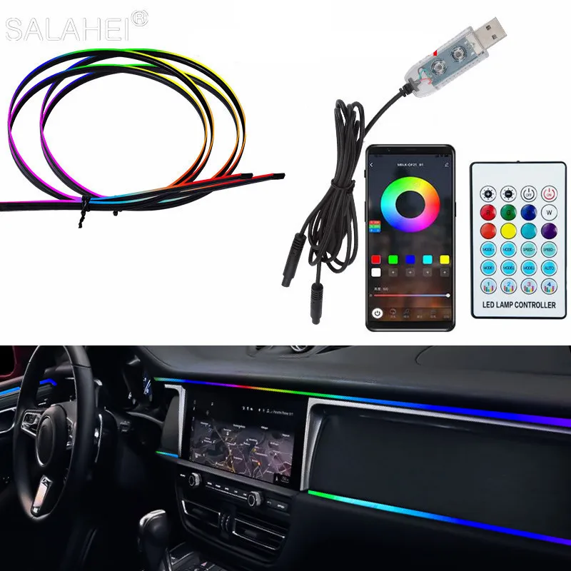 Universal Symphony Car Ambient Lights 64 RGB Car Interior Acrylic Light Guide Fiber Optic Car Decoration Atmosphere Light