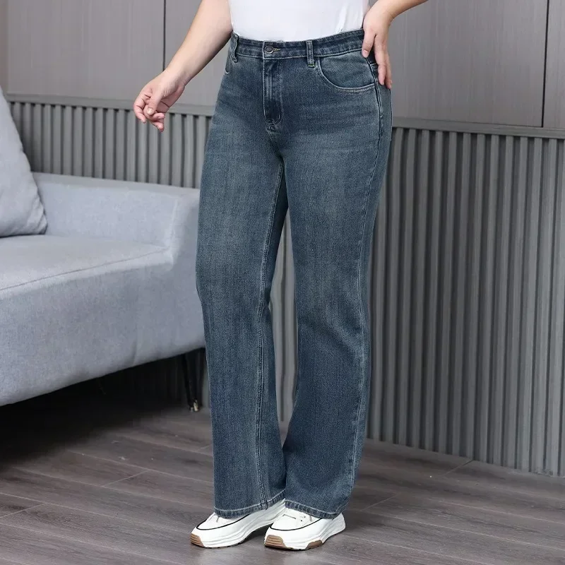 

2025 Spring Jeans Women Plus Size 5XL 6XL Pants Loose High Waist Straight Female Classic Girls 4XL Lady Denim Trousers Clothes