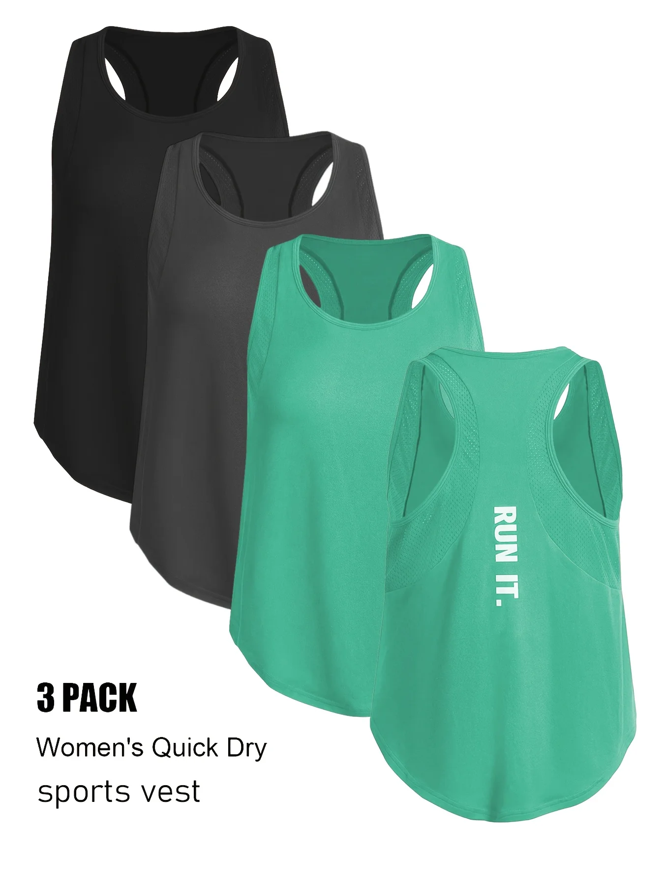 3 Pieces Female Elastic Sports Vest Quick Dry Sleeveless Tops For Yoga Running Cycling Gym Outdoor Wear Combo
