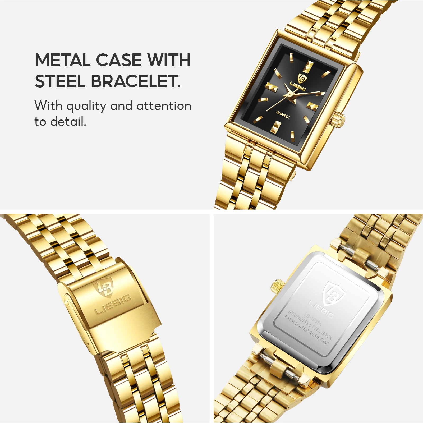 LIEBIG Luxury Elegant Simple Quartz Wristwatches and Bracelet Fashion Women\'s Watch Stainless Steel Strap Time Watch Reloj Mujer