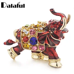 Dalaful 3D Auspicious Elephant Key Holder Chains Whole Enamel Colorful Crystal Bag Pendant Keyrings KeyChains For Women K280