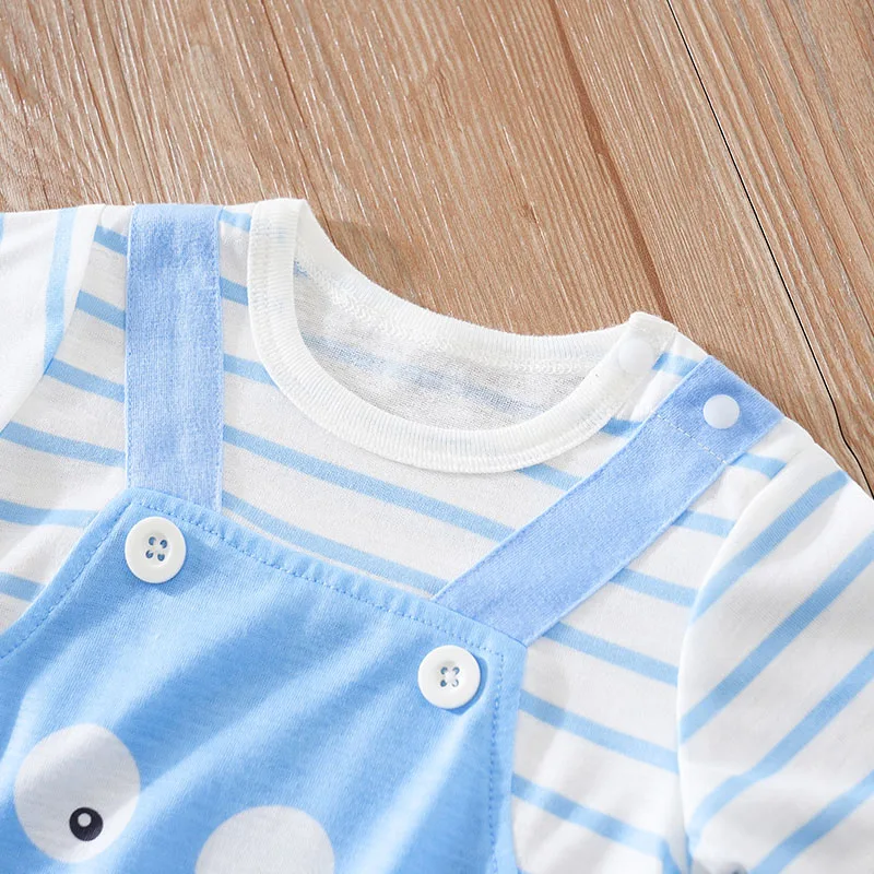 0-18 Baby Jumpsuit Cute Cartoon Strap Octopus Casual And Comfortable Soft Boy And Girl Summer Short Sleeved Newborn Clothes