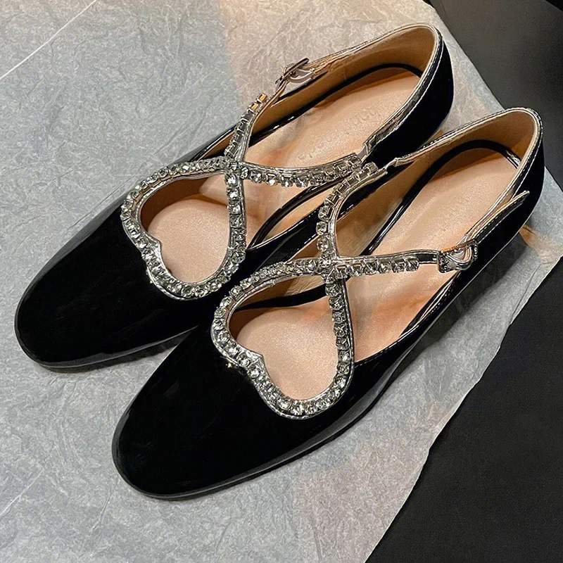 Fashion Chunky Heels Zapatos Mujer Cross Tied Crystal Ladies Shoes Spring Autumn New Buckle Strap Cozy Sweet Pumps Luxury Design