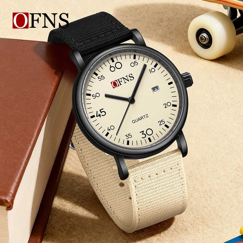 

OFNS 1593 Студенческие часы с календарем 3 атм, водонепроницаемые, легкие, ретро, контрастные цвета, повседневные модные мужские и женские часы-1