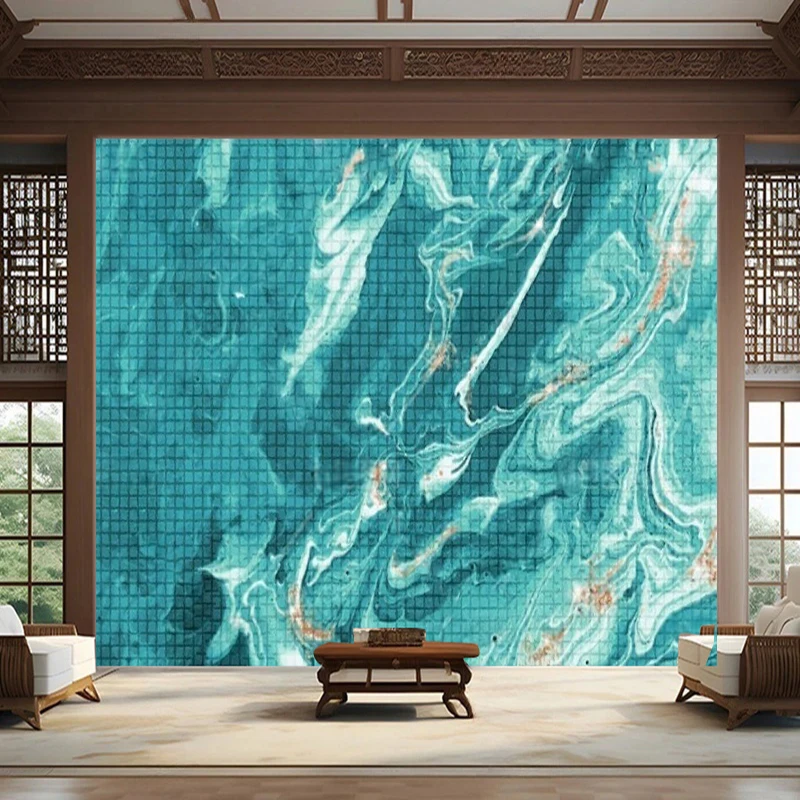 Modern Fashionable Oceanic Fluid Mosaic Living Room TV Luxurious Home Hotel KTV Oceanarium Poster Background Wall