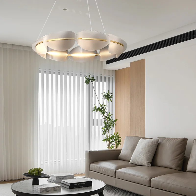 Postmodern Minimalism Petal Pendant Chandelier for Dining Room Villa Show Home Living Room Bedroom Light Fixture LED