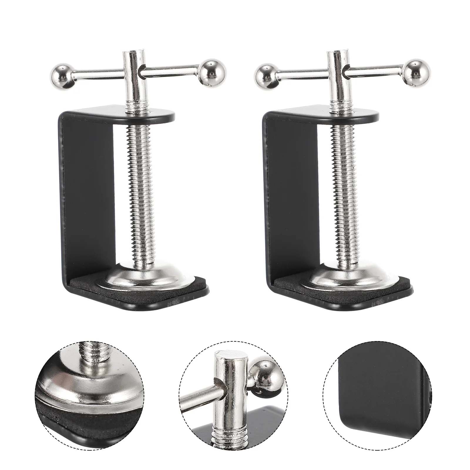 

2 Pcs 360 Degree Desktop Metal Base I-Clamp Cantilever Bracket Table Mounting C-shape C-clamp Microphone C-Clip Plastic