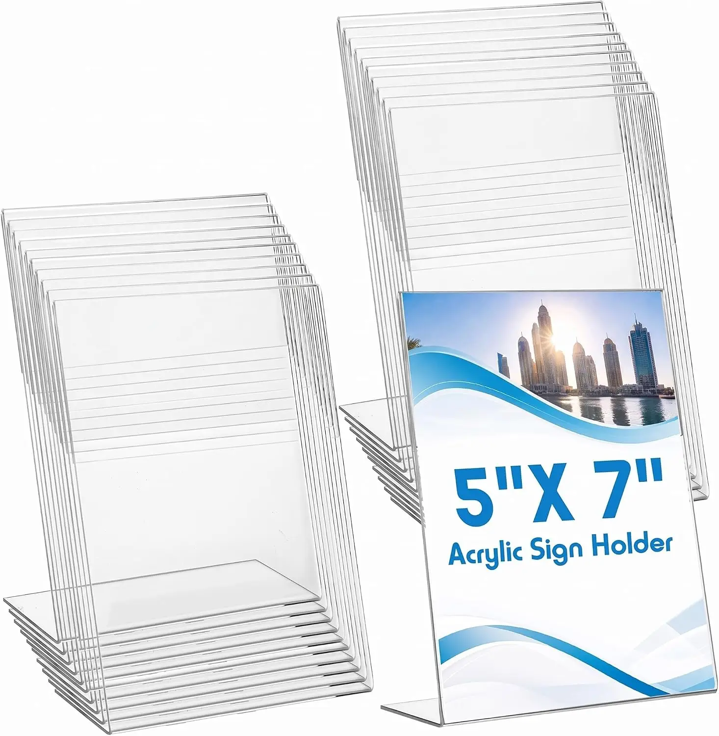 200 Pcs 5 x 7 Inch Acrylic Sign Holders Picture Frames L Shaped Self Standing Desktop Table Signs Office Store Restaurant Vertic