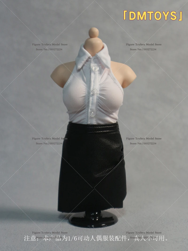 DMTOYS 1/6 Vrouwelijke Action Figure Mouwloos T-shirt Gerimpeld Ontwerp Korte Lederen Korte Rok Kleding Accessoire Voor 12 "Body