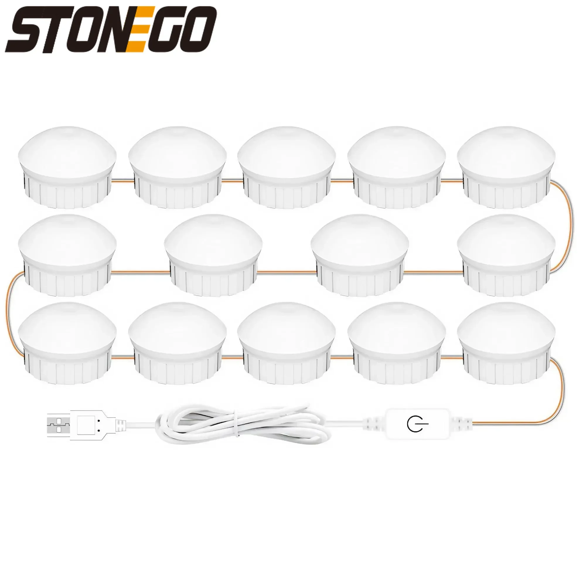 USB Touch LED Makeup Mirror Light with Suction Cup Vanity Dresser Bathroom Lighting Multi Function Compact Design
