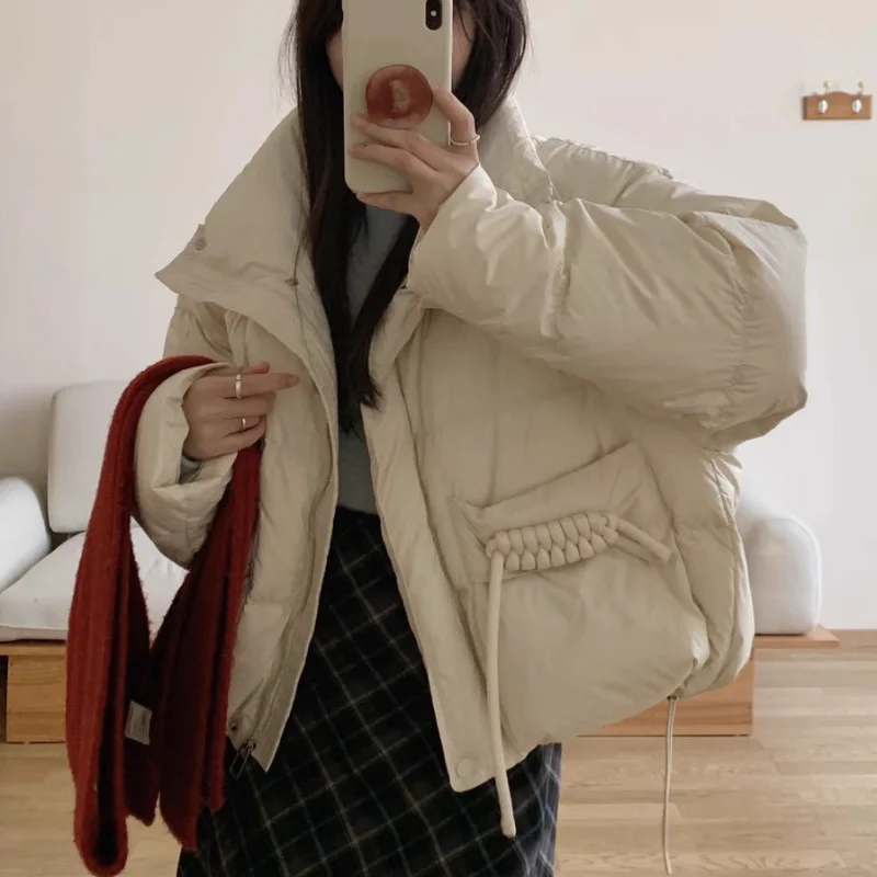 سترة نسائية قصيرة مع غطاء للرأس - 2025 نمط جديد فضفاض مناسب، عصري، تنحيف، متعدد الاستخدامات، سميك، معطف دافئ عصري