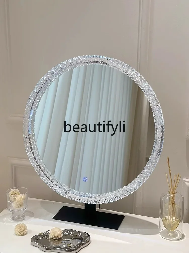 Desktop desktop advanced sense intelligent fill light vanity mirror fashionable round beauty mirror