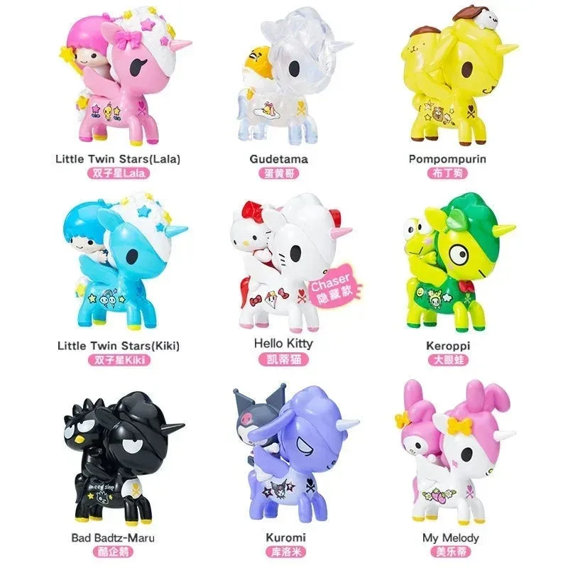 Original Genuine Cute Hello Kitty Sanrio Figure Anime Kawaii Kuromi Cinnamoroll My Melody Gudetamas Unicorn Figurine Toys Gift
