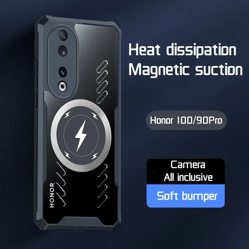 New Cooling Magnetic Case For Honor 100 Pro Magsafe Phone Bumper Heat Dissipation Cover For Honor 90 80 70 60 50 Pro Clear Shell