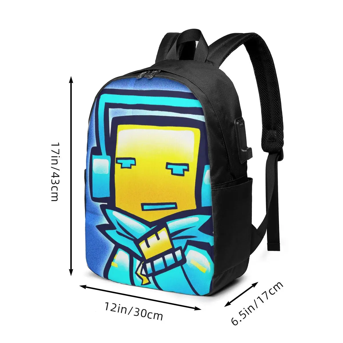 Geometry Dash Game Themed Cartoon Backpack Travel Notebook Bag Computer College Student School Bag Laptop Shoulder Bags