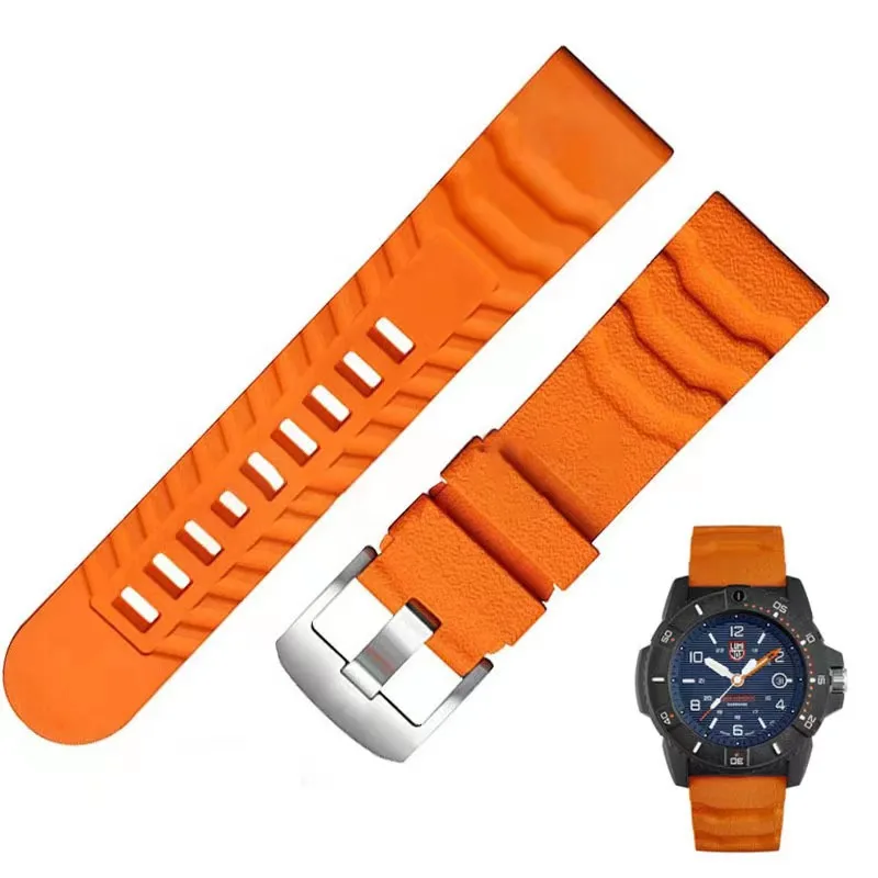 2022 Black 24mm men's fluoro rubber watch accessories Waterproof rubber watch band