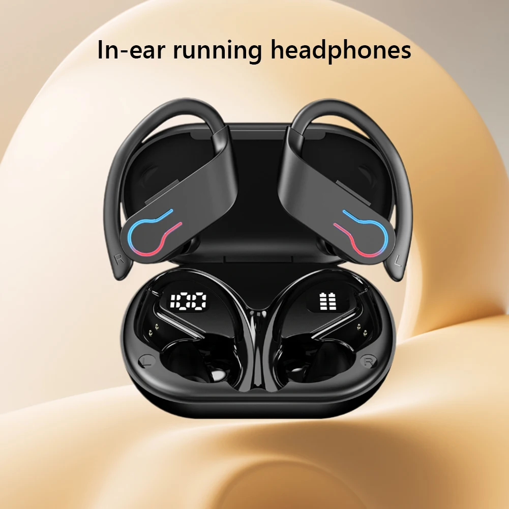Auricolari wireless Bluetooth 5.3 Cuffie sportive con ganci Auricolari con microfono incorporato Cuffie impermeabili Auricolari per lo sport