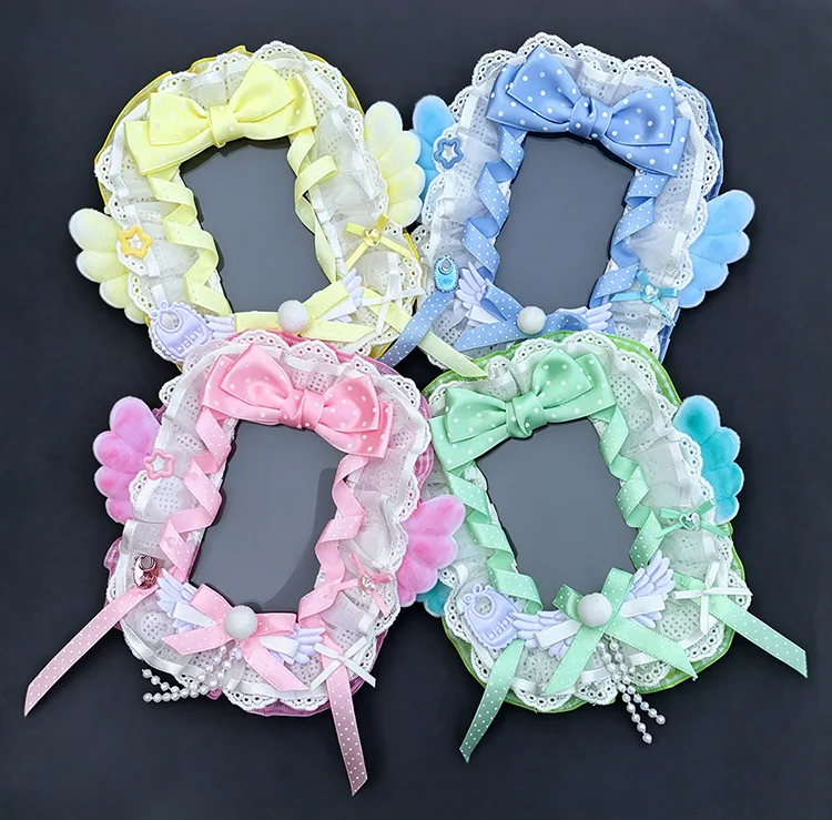 Cute Lace Edge Card Holders Transparent PVC 3 Inch Protective Sleeve Y2k Bowknots Wing Designs Anime CardsCollectors For Student