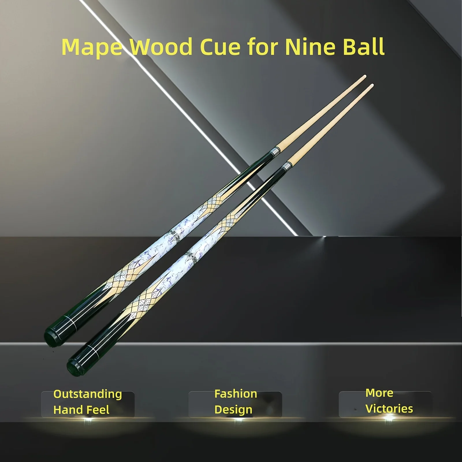 Colorful Pattern American Billiard Cue, Two-piece One-nine Cue, 57-inch 13mm Large Tip Cue