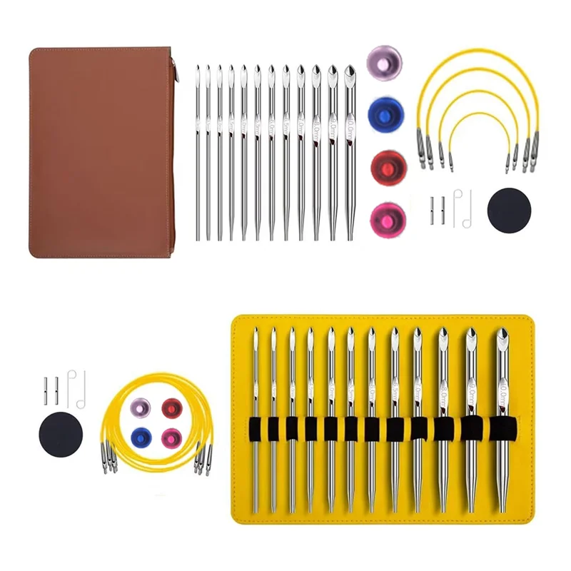 

Набор крючков ABKL-Tunisian с кабелем, набор алюминиевых сменных крючков для вязания крючком, 26 шт., набор крючков для вязания крючком