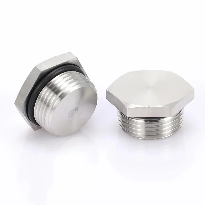 British Thread 304 Stainless Steel Hexagonal Outer Wire Explosion-proof Plug G1/8-G2 inch Metal Solid Sealing Cover